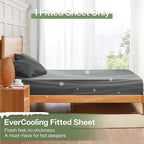 MR&HM California King Fitted Sheet, Ultra-Soft Rayon Derived from Bamboo & Polyester Blend, Silky & Breathable, 15" Deep Pocket with Elastic Straps, Cooling Fitted Sheet for Hot Sleepers, Dark Grey