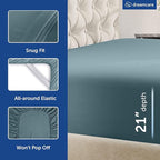DREAMCARE King Size Sheets Set – 4 pcs Cooling Sheets – up to 21” Deep Pocket King Sheet Set – Hotel Luxury Sheets & Pillowcases – Superior Softness 100% Microfiber with Side Pocket - Mineral Blue