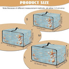 Dustproof Microwave Oven Cover Polyester-Linen Fabric Dust Cover for Microwave Oven Foldable Kitchen Machine Covers with Storage Pockets, Starfish Seashell Wood Grain Print, L