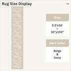 Soalmost Runner Rug 2'6" x 16' Washable Non-Slip 2.5x16 ft Long Runner Rugs for Kitchen Bathroom Laundry Room Vintage Ultra Thin Runners for Hallway Entryway Beige