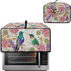 Watercolor Flower Hummingbird Print Microwave Oven Cover Dust-Proof Microwave Toaster Oven Cover Waterproof Foldable Kitchen Appliance Protector Suitable for Most Microwave Ovens, S