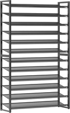 Nunsino Shoe Rack,12 Tier Metal Shoe Organizer,Max Holds 60 Pairs,Heavy Duty Shoes Shelf for Garage, Entryway, Closet,Black
