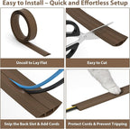 ZhiYo 6ft Cord Hider Floor, Soft PVC Cord Covers for Wires on Floor, Wire Cover to Hide Extension Cords, Cable Cover Protect Cords & Prevent Trips, Cable Cavity: W0.6in x H0.32in, Vintage Coffee Brown