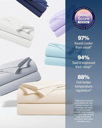 REST® Evercool®+ Cooling Sheet Set, Cali King Size, Snow Ivory, Breathable Bed Sheets for Hot Sleeper and Night Sweats, with Pillowcases, with Ionic+ Self-Cleaning Silver Yarn for Sensitive Skin, 4PCS