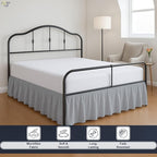 Cottington Lane Ruffled Bed Skirt Full Size with Split Corner, Brushed Microfiber Hotel Quality Silver Grey Dust Ruffle, 24 Inch Drop Gathered Bedskirt, Soft and Stylish, Shrinkage and Fade Resistant
