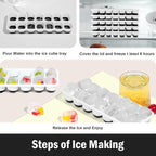 Ice Cube Trays 5 Pack for Freezer – 70 Cubes, Reinforced Snap Lids That Stay Closed, Silicone Push-Release Bottom, BPA-Free PP Frame, Stackable Ice Molds – Modern Home Bar & Everyday Freezer Use