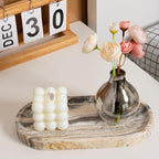 Koville 10"x5" Marble Vanity Tray for Bathroom Kitchen Countertop, Natural Marble Trays for Home Decor, Perfume Organizer Jewelry Dish, Stone Tray for Dresser, Decorative Candles Trays