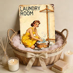 50s laundry Day Poster Metal Tin Sign Fresh Suds Bright Days Vintage Sign Utility Room Decor Retro Laundry Room Wall Art 12x8 Inch