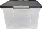 HOMZ 8-Pack Snaplock, Small Clear Plastic Storage Organizer Bins with Lids, 15 Quart, Gray - Stackable Container Boxes for Bedroom, Bathroom, Garage, and Office Organization