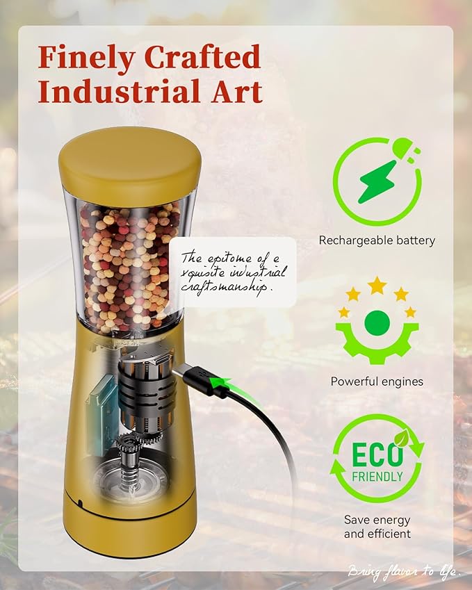 Electric Salt and Pepper Grinder Set with Storage Base, Stainless Steel Rechargeable Salt and Pepper Grinder Set with 4.5 oz Large Capacity, 1.8" Wide Mouth, Adjustable Coarseness, Ideal for Kitchen