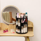Cq acrylic Rotating Makeup Organizer for Vanity,Adjustable Spinning Organizer and Make up Organizers for Counter,Lazy Susan Bathroom Organizer for Beauty Product,Skin Care,Perfume Organizer,Black