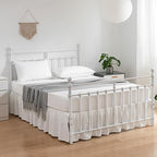 Bed Skirt Twin Size Ruffled Bed Skirt with Split Corners, 14 Inch Drop Dust Ruffle Bed Skirt with Platform, Ivory