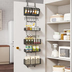 HapiRm Over Door Organizer Hanging - 6 Tier Over The Door Storage with Visual Pockets & Hooks, with 4 Metal Large Capacity Baskets for Bathroom Bedroom Kitchen Pantry Cabinet