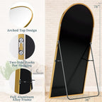 Full Length Mirror with Stand, 78"x38" Arched Full Body Mirror, Large Stand Up Mirrors, Aluminum Frame Floor Standing Mirrors, Freestanding Hanging Leaning Mounted for Bedroom Living Room, Gold
