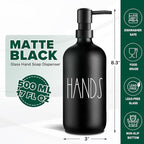 VIMERPA Hand Soap Dispenser, Matte Black Soap Dispenser for Bathroom, Glass Hands Liquid Dispenser with Plastic Pump, 17 Fl Oz Refillable Lotion Soap Bottle Container, Farmhouse Kitchen Decor
