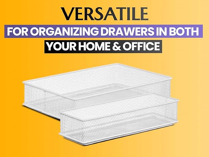 YBM HOME Silver Mesh Drawer Cabinet and or Shelf Organizer Bins, School Supply Holder Office Desktop Organizer Basket (12, 3x6x2 Inch)