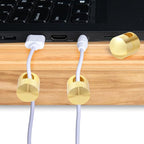 SmallCat 10 Sets Charger Holders for Cords, Gold Color Adjustable Cable Anchor Holders, Adhesive Metal Cord Clips, Cable Management Wire Organizers for Desk, Office, Nightstand
