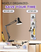 UCEC Vertical Key Holder for Wall with Hooks, Space-Saving Wooden Key Holder Wall Mount Small Organizer for Entryway, Keys, Wallets, and Pet Leashes – White Key Rack for Front Door or Garage Decor