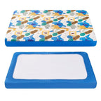 TILLYOU Pack and Play Sheet - Soft Quilted Crib Cover Pad, Toddlers Mattress Protector with 1''-3'' Deep Pocket, Thick Play Yard Playpen Sheets, Crib Mattress Pad 39"x27", Animal Geometry