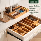 keechee 10-Piece Bamboo Drawer Organizer Set, 2.2" Deep Multi-Use Organizers for Utensils, Silverware, Cutlery, Desk, Bathroom, Junk Drawer & Makeup, Non-Slip Feet Included.