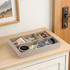 GORESE PU Leather Valet Tray, Stackable Jewelry Trays for Dresser, Drawer Nightstand Organizer Bedside Trays for Men Women, Entryway Desk Catchall Tray for Trinket, Key, Purse, Watch, Cologne, Beige