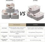 DECOMOMO Storage Bins, Large Fabric Storage Baskets for Shelves, Decorative Linen Closet Organizer, 15 x 11 x 9.5 inches (Grey & White, 4 Pack)