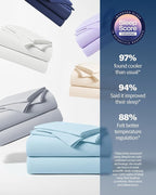 REST® Evercool®+ Cooling Sheet Set, Cali King Size, Light Blue, Breathable Bed Sheets for Hot Sleeper and Night Sweats, with Pillowcases, with Ionic+ Self-Cleaning Silver Yarn for Sensitive Skin, 4PCS