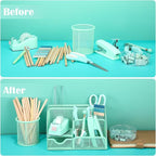 auroray Green Desk Organizers and Accessories, Teal Office Supplies Set Green Mesh Desk Organizer, Stapler, Tape Dispenser, 1000 Staples, Staple Remover, Pen Holder, Clips Set, Ruler, Scissors