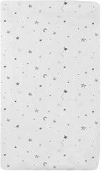 American Baby Company 15" x 33" Fitted Bassinet Sheet, Printed 100% Natural Cotton Jersey Knit, Grey Star and Moon, Soft Breathable, for Boys and Girls