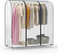 Zilink 60'' Clear Garment Rack Cover Dustproof Clothes Rack Cover Clear Garment Bags Fur Coat Storage Bag Waterproof Wardrobe Cover with 2 Durable Zippers for Garment Rack