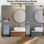 Hand Towel Ring with Shelf, Stainless Steel Hand Towel Holder, Heavy Duty Bath Accessories, Wall Mounted Towel Hanger for Bathroom Kitchen (Brushed Nickel)