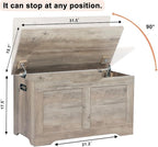 Timberer 31.5" Storage Chest, Wooden Storage Bench, Lift Top Toy Chest with 2 Safety Hinges, Large Toy Box, Entryway Shoes Bench for Living Room, Bedroom, Grey