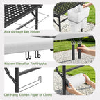 Folding Table, 5ft Folding Grill Table, Portable Camping Table for Cooking & BBQ Prep, 2-in-1 Metal&Solid Surface Foldable Grill Station for Outdoor Camping, Backyard, Patio Use,(Black and White)