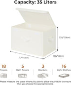 GRANNY SAYS Storage Bins with Lids, Fabric Storage Boxes, Closet Organizers and Storage, Storage Baskets for Shelves, Toy Box, Ivory White, 2-Pack