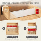Lifewit 5" Tall 12 Pack Drawer Dividers, 30-47cm/11.5-18.5" Expandable Drawer Divider for Clothes, Adjustable Dresser Drawer Organizers, Drawers Separators for Dresser/Bathroom/Closet/Kitchen White