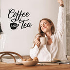 Ferraycle Coffee Bar Decor, 12 x 10.2 Inch Sign for Wall Metal Rustic Hanging Wall Art Vintage Black Cup Letter Sign for Cafe Home Office Kitchen(Coffee and Tea)