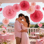 Paper Jazz Hot Pink Paper Flower Birthday Decoration, Large Paper Fans Party Decoration,Giant Decorations Valentines Day Decorations for Birthday Baby Shower Graduation Galentine's Day.
