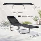 Outsunny Folding Chaise Lounge Pool Chairs, Outdoor Sun Tanning Chairs with Pillow, Reclining Back, Steel Frame & Breathable Mesh for Beach, Yard, Patio, Black