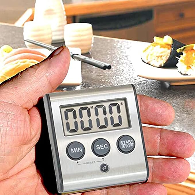 Elegant Digital Kitchen Timer - Stainless Steel Model eT-23, Super Strong Magnetic Back, Loud Alarm, Large Display, Auto Memory, Auto Shut-Off (12-Pack eT-23)