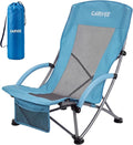 Garvee High Beach Chair, Folding Portable Beach Chairs for Adults, Lightweight Extra Wide Seat Chair with Cup Holder, Storage Pocket & Carry Bag for Camping, Beach, Travel