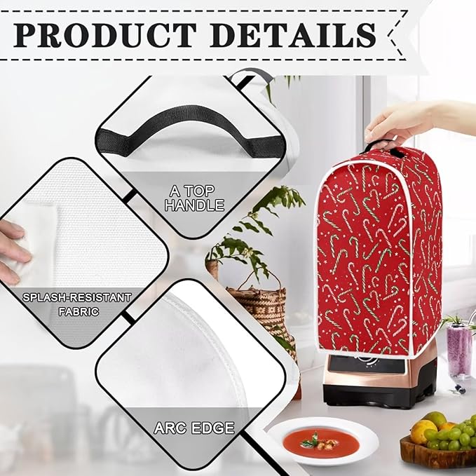 Christmas Teal Blender Cover for Kitchen Countertop Xmas Small Appliance Dust Cover Kitchen Decor Food Processor Protector with Handle Blender Protection Accessories Gift for Holiday