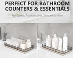 Toilet Paper Basket Organizer – Ash Wood Toilet Tank Tray with Metal Frame, Bathroom Counter Top Storage for Toilet Paper Wipes & Decor, Modern Narrow Back of Tank Shelf Organizer, Black & Whitewashed