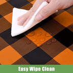 Smiry 3 Pack Gingham Disposable Table Cloth, 54 x 108 Inch Waterproof Plastic Tablecloth, Rectangle Black and Orange Checkered Table Covers for Picnic, Birthday, Party