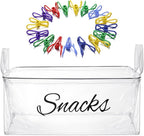 Newtay 17 Pcs Snack Basket Sets, Snack Storage Bin for Pantry Shelves with 16 Pcs 2 Inch Chip Clips, Basket Organizer for Kitchen Home, Chips, Popcorn, Candy, Pretzels (PVC,Clear)