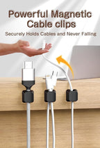 Magnetic Clip for Cords, Maveek 5 Pack Cable Holder Magnet Cord Clips Organizer Desk Wall Metal Table Cable Management for Charger USB C Home Office Car (Black)