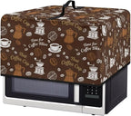 Microwave Oven Dust Cover, Coffee Heat-Resistant Waterproof Polyester Fabric Protection for Toaster Oven Air Fryer Dust Cover for Microwaves Ovens Machine Washable