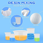 Silicone Resin Mixing Measuring Cups for Resin Supplies, 600ml/20oz Bowl, 250 & 100ml Thickened Reusable Silicone Cups for Epoxy Mixing, with Stir Sticks and Pipettes, Jewelry Making