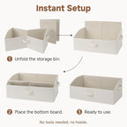 StorageWorks Trapezoid Storage Bins, Linen Closet Organizer, Closet Organizer Bins, Shelf Baskets, Clothing, Towels, Large, Beige(Cotton-linen), 3-Pack