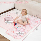 Viviland Toddler Nap Mat with Pillow and Minky Dot Blanket, Large Thick Rolled Sleeping/Slumber Bags, Kids Girls Sleeping Mat for Preschool, Daycare, Kindergarten, Travel Camping- Pink Rainbow