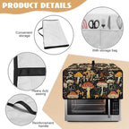 Dustproof Toaster Oven Cover Polyester-Linen Fabric Microwave Oven Dust Cover Foldable Kitchen Appliance Protector Dirt and Fingerprint Protection, Vintage Mushroom Plant Print, L